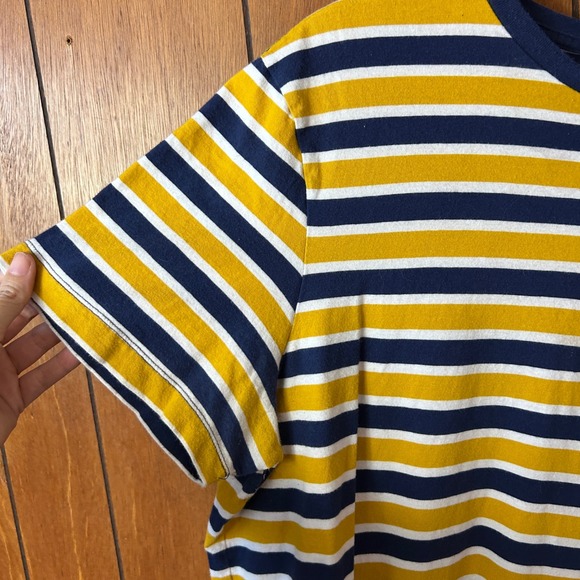 JCrew‎ Washed X Large Striped T Shirt Yellow Navy White Cotton - Picture 5 of 6